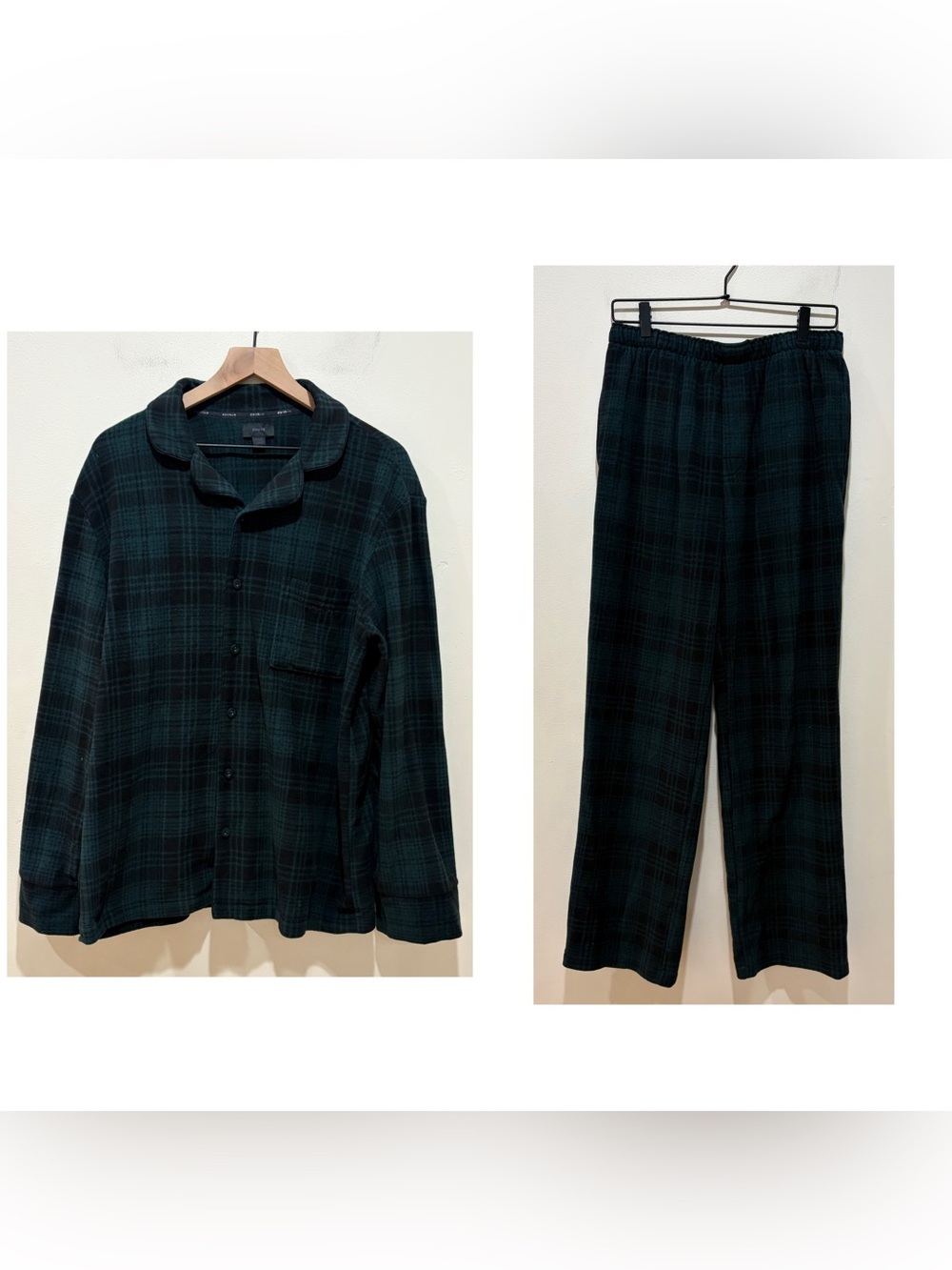 Skims Green & Black Plaid Flannel Pajama Set - Pants & Shirt - Men’s Size Small